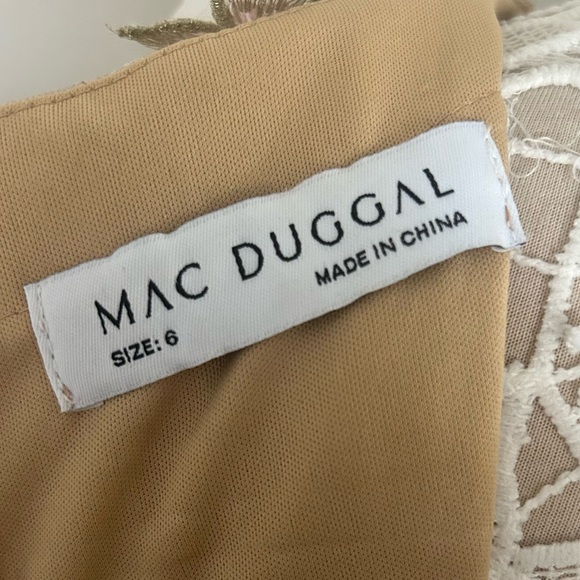 NWT - MAC DUGGAL Beaded Floral Appliqué Midi Sheath Dress in Ivory Nude - Picture 12 of 16